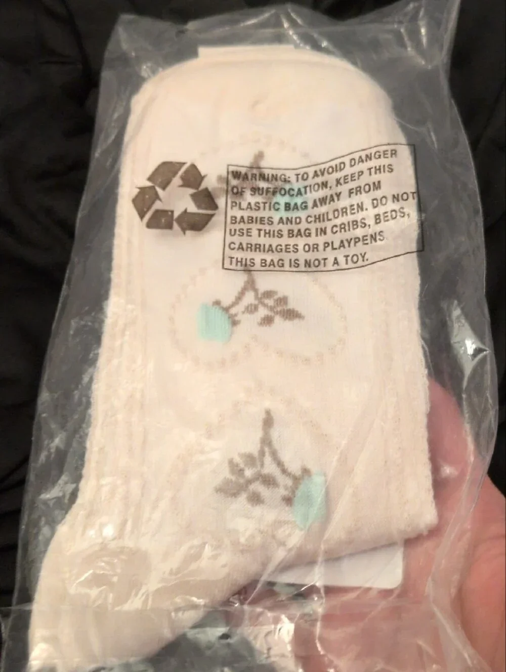 Free People Women’s Cream Knit Socks With Blue Flowers